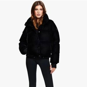 SAM. New York Black Velvet Puffer Coat, XS